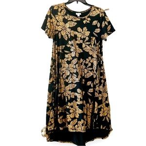 Black and Copper Metallic High Low Dress